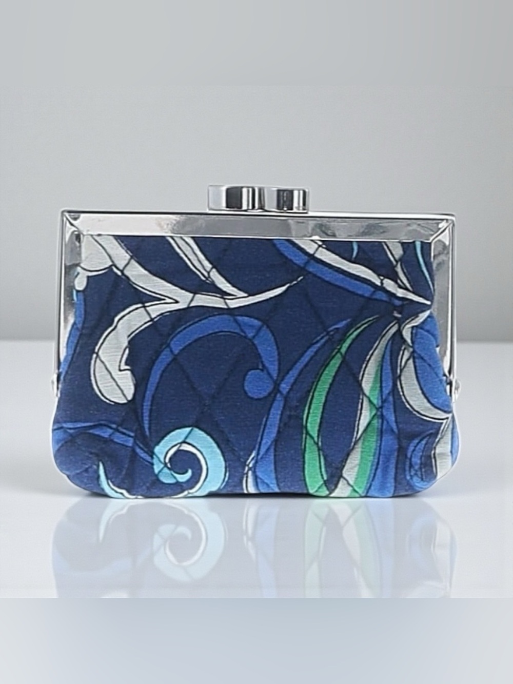 💙💚VERA BRADLEY💙💚Mediterranean Blue Quilted Cotton Kiss-Lock Coin Purse/NWOT - Picture 4 of 5